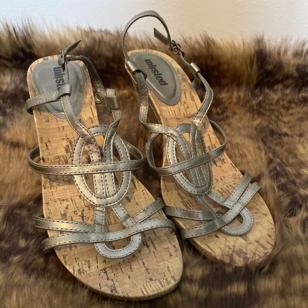 Silver wedge sandals